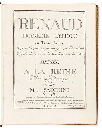 Sacchini, Antonio (1730-1786) Renaud Tragedie Lyrique.